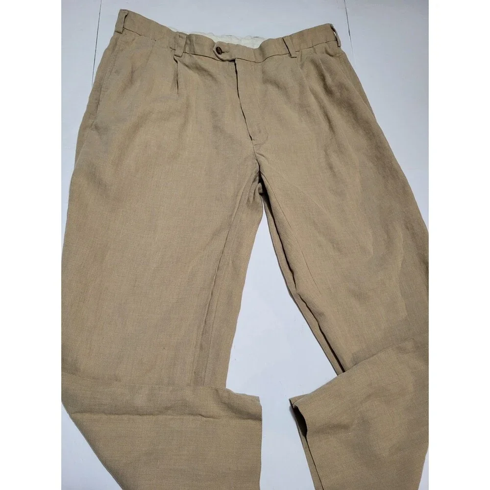 Jos. A Banks Traveler's Collection 100% Linen Brown Pants Size Men's 40x30